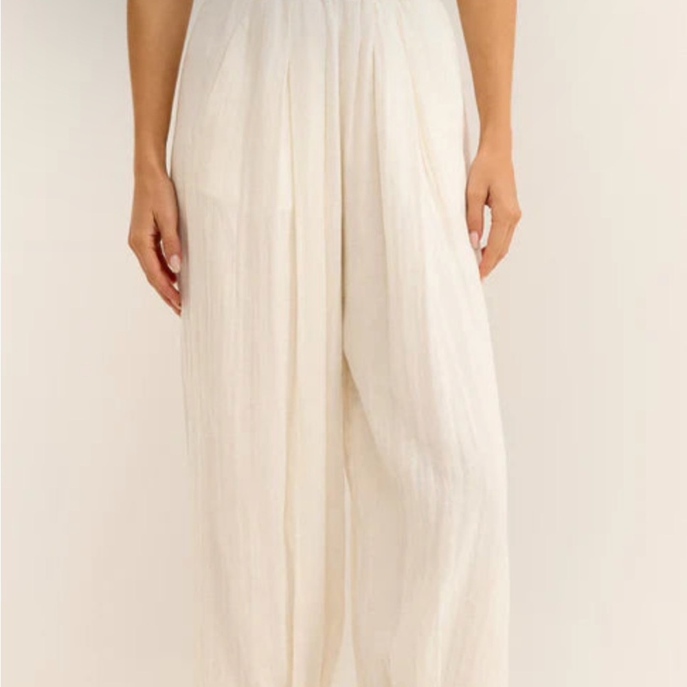 NWT ZSupply Cream Wide Leg Jumpsuit High Waisted